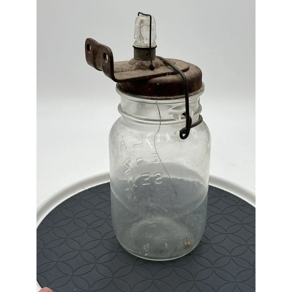 Antique White Automotive Products Atlas E-Z Seal Mason Jar Utility Wall Light